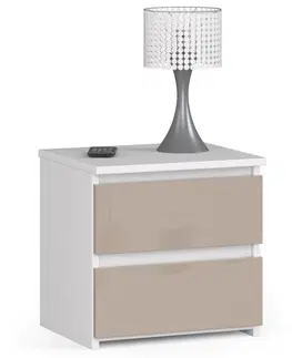 Noční stolky Ak furniture Noční stolek CL2 40 cm bílý/cappuccino lesk