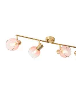 Bodova svetla Art Deco bodová zlatá s růžovým sklem 4-light - Vidro