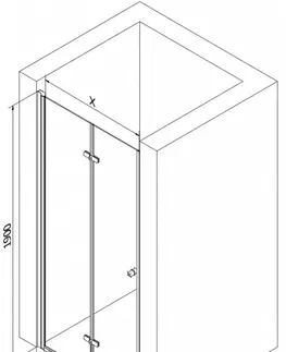 Sprchové kouty MEXEN LIMA skládací dveře 80x190 cm 6mm, černé, transparent se stěnovým profilem 856-080-000-70-00