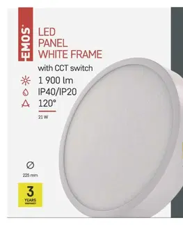 LED stropní svítidla EMOS LED svítidlo NEXXO bílé, 22,5 cm, 21 W, teplá/neutrální bílá ZM5143