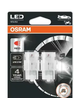 Autožárovky OSRAM LED W21W 7505DRP-02B RED 12V 1,4W W3x16d