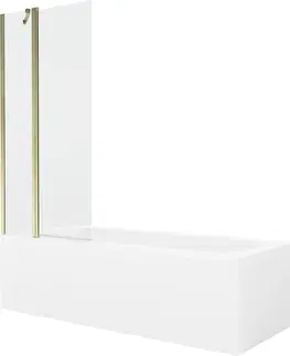 Vany MEXEN/S Vega obdélníková vana 160 x 70 cm s panelem + vanová zástěna 80 cm, transparent, zlatá 550116070X9408115000