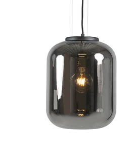 Zavesna svitidla Designová závěsná lampa černá s kouřovým sklem - Bliss