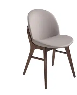 Luxusní jídelní židle Estila Jídelní židle Vita Naturale čalouněná ekokůží v elegantní norkové barvě z masivního dřeva v provedení ořech 79cm