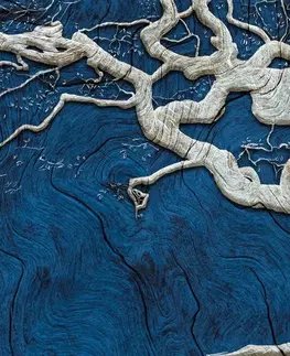Tapety příroda Tapeta abstraktní strom na dřevě s modrým kontrastem
