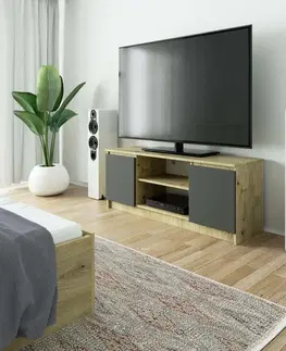 TV stolky Ak furniture TV stolek Beron 140 cm dub artisan/grafit šedý
