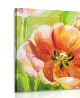 Obrazy květů Obraz červené tulipány ve vintage provedení