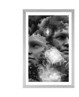 Černobílé Plakát s paspartou virtuální mysl v černobílém provedení
