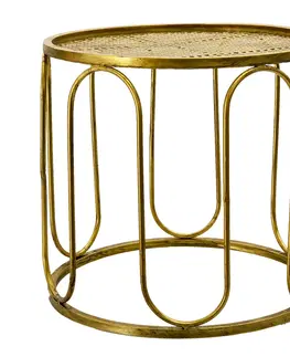 Konferenční stolky Zlatý kovový odkládací stolek Kaarlo - Ø 41*37 cm Clayre & Eef 6Y4552