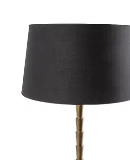 Stolni lampy Stolní lampa ve stylu art deco bronzová s odstínem černé bavlny 35 cm - Pisos