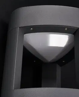 Venkovní nástěnná svítidla Lucande Venkovní nástěnné svítidlo Pirron LED, trojúhelníkový tvar, hliník, černá