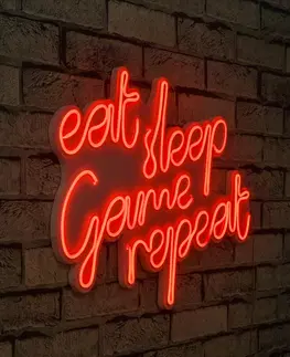 Nástěnné dekorace Dekorativní LED osvětlení červené EAT SLEEP GAME REPEAT