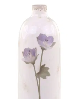 Dekorativní vázy Krémová keramická dekorační váza s květem Versailles - Ø 11*26cm Chic Antique 65078419