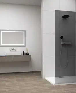 Sprchové zástěny POLYSAN ESCA WHITE MATT jednodílná sprchová zástěna k instalaci ke stěně, kouřové sklo, 800  ES1280-03