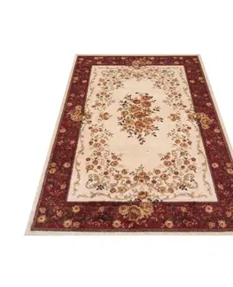 Vintage koberce Rustikální béžově červený koberec s květinami Šířka: 200 cm | Délka: 290 cm