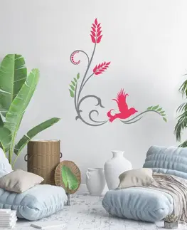 Šablony k malování Šablony na stěnu - Ornament s ptáčkem