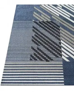 Moderní koberce Designový koberec v modré barvě s pruhy