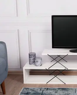 Televizní stolky Televizní stolek ZIGZAG bílý