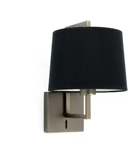 Nástěnná svítidla s látkovým stínítkem FARO FRAME nástěnná lampa, starozlatá/černá