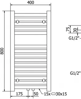 Radiátory MEXEN Hades otopný žebřík/radiátor 800 x 400 mm, 315 W, bílá W104-0800-400-00-20