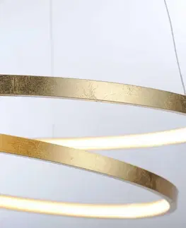 Designová závěsná svítidla PAUL NEUHAUS LED závěsné svítidlo, kruhové, imitace plátkového zlata SimplyDim 3000K PN 2472-12