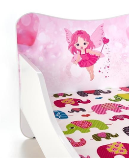 Postele Dětská postel LARET, bílá/růžová