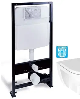 WC sedátka PRIM předstěnový instalační systém bez tlačítka + WC JIKA LYRA PLUS RIMLESS + SEDÁTKO DURAPLAST PRIM_20/0026 X LY1