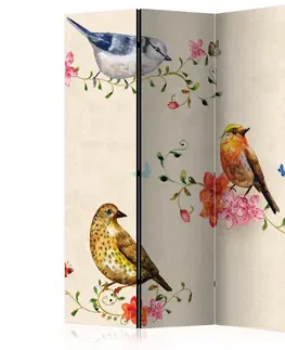 Paravány Paraván Bird Song Dekorhome 135x172 cm (3-dílný)