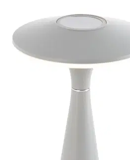 Stolni lampy Stolní lampa šedá vč. 3-stupňové LED stmívatelné IP44 dobíjecí - Espace