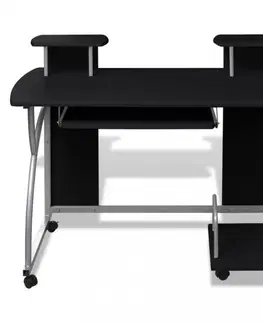 PC stoly Počítačový stůl DTD / kov Dekorhome Černá