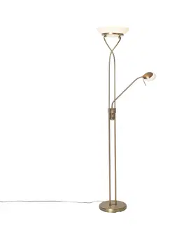 Stojaci lampy Stojací lampa bronzová včetně LED a stmívače s lampou na čtení - Empoli