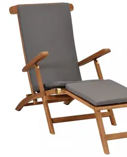Zahradní lehátka Polohovací židle s poduškou tmavě šedá masivní teakové dřevo