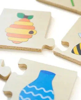 Dřevěné hračky Bigjigs Toys Didaktické puzzle BELONGS hnědé