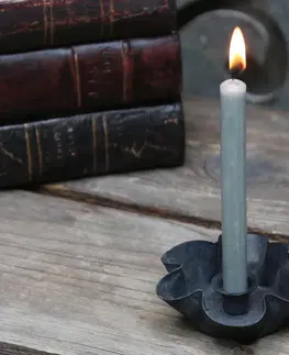 Svícny Černý antik svícen na úzkou svíčku Flower - Ø 9cm Chic Antique 64012824 (64128-24)