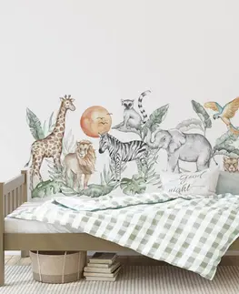 Samolepky na zeď Dětské samolepky na zeď - Safari zvířatka nad postelí