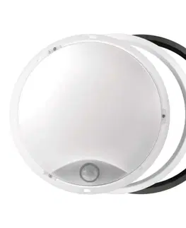 LED nástěnná svítidla EMOS LED přisazené svítidlo s PIR, kruh černá/bílá 14W neut. bílá 1539072240