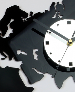 Nalepovací hodiny ModernClock 3D nalepovací hodiny Continents černo-bílé