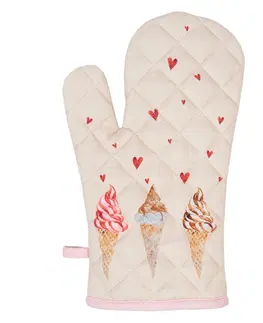 Chňapky Béžová bavlněná chňapka - rukavice se zmrzlinou Frosty And Sweet  - 18*30 cm Clayre & Eef FAS44