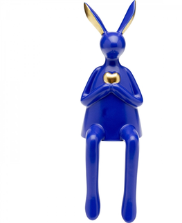 Sošky zajíců KARE Design Soška Zajíc Heart - modrá 29cm