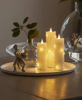 LED svíčky Konstsmide Christmas Vosková svíčka krémová barva světla jantar 12,7cm