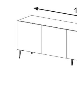 TV stolky ARTBm Tv stolek RAVENNA B 4D 200 | bílá matná Provedení: Bílá matná / zlatá podnož