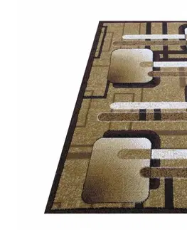 Vintage koberce Kusový koberec hnědé barvy s geometrickými tvary Šířka: 90 cm | Délka: 310 cm