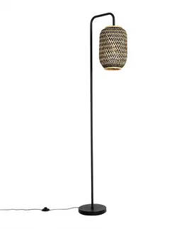 Stojaci lampy Orientální stojací lampa bambus s černou - Yvonne