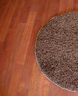 Koberce a koberečky Dywany Lusczow Kulatý koberec SHAGGY Hiza 5cm hnědý, velikost kruh 133