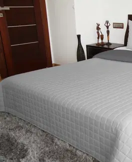 Luxusní oboustranné přehozy na postel Přehoz na dvojlůžko přes postel šedý