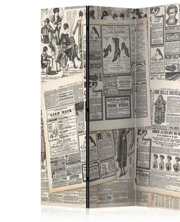 Paravány Paraván Vintage Newspapers Dekorhome 135x172 cm (3-dílný)