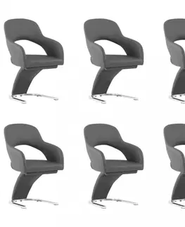 Židle Jídelní židle 6 ks umělá kůže / chrom Dekorhome Cappuccino