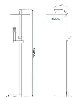Sprchy a sprchové panely REA Sprchový set s baterií 150mm s otočným výtokem Navaro REA-P0802