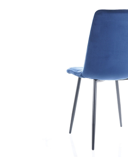 Jídelní sety Jídelní židle MILA VELVET černá Signal Modrá