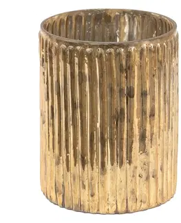 Svícny Zlatý skleněný svícen na čajovou svíčku Gold - 10*13 cm Clayre & Eef 6GL3600
